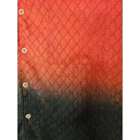 Y2K Size Large No Boundaries Red Black Fade Textured Button Up Shirt - Picture 4 of 5